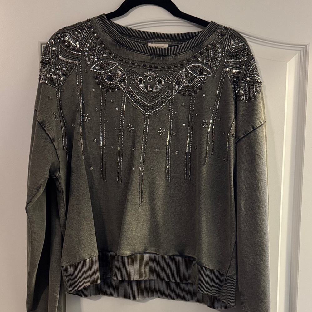 Pilcro Embellished Gray Sweatshirt